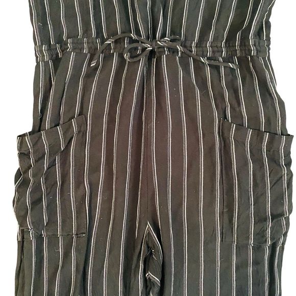 RVCA Pop Out Jumpsuit Black White Sleeveless M Pockets - Picture 5 of 13